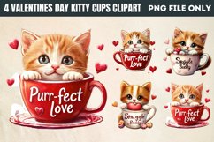 Valentines Day Kitty Cups Clipart PNG Product Image 1