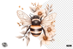 Summer Bees &amp; Sunflowers PNG - Summer Clipart Product Image 1