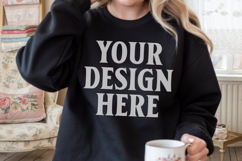 Gildan 18000 Black Mockup , Crewneck Sweatshirt Boho Mock-up Product Image 1