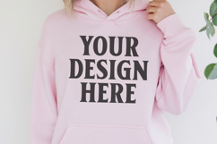 Light Pink Gildan 18500 Hoodie Sweatshirt Mockup, Unisex H Product Image 1