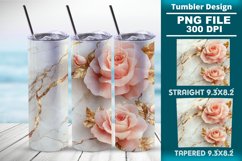 3D Rose Tumbler 20oz skinny wrap design, Tumbler design Product Image 1