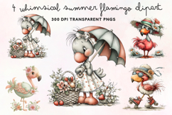 Whimsical Summer Flamingo Clipart PNG Product Image 1
