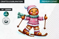 Gingerbread clipart, Christmas clipart PNG, Winter sports Product Image 1