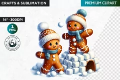 Gingerbread clipart, Christmas clipart PNG, Winter sports Product Image 1