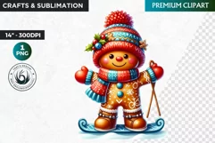 Gingerbread clipart, Christmas clipart PNG, Winter sports Product Image 1