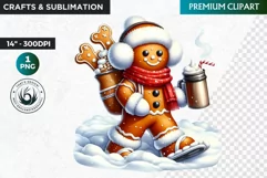 Winter sports Gingerbread clipart, Christmas clipart PNG Product Image 1