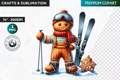 Gingerbread clipart, Christmas clipart PNG, Winter sports Product Image 1