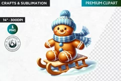 Gingerbread clipart, Christmas clipart PNG, Winter sports Product Image 1