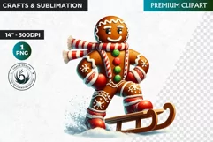 Gingerbread clipart, Christmas clipart PNG, Winter sports Product Image 1
