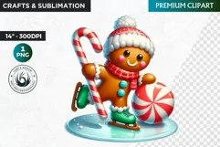 Gingerbread clipart, Christmas clipart PNG, Winter sports Product Image 1