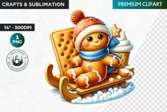 Gingerbread clipart, Christmas clipart PNG, Winter sports Product Image 1
