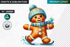 Gingerbread clipart, Christmas clipart PNG, Winter sports Product Image 1