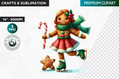 Gingerbread clipart, Christmas clipart PNG, Winter sports Product Image 1