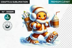 Gingerbread clipart, Christmas clipart PNG, Winter sports Product Image 1