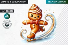Gingerbread clipart, Christmas clipart PNG, Winter sports Product Image 1