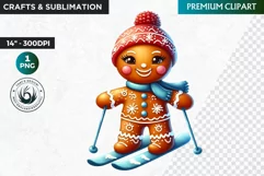 Gingerbread clipart, Christmas clipart PNG, Winter sports Product Image 1