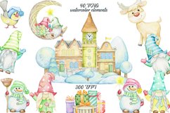 Christmas Gnomes PNG. Watercolor clipart. Winter clip art. N Product Image 1