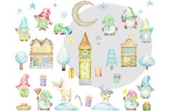 Christmas Gnomes PNG. Watercolor clipart. Winter clip art. N Product Image 3