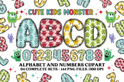 Cute Kids Monster Alphabet & Numbers doodle PNG Clipart Product Image 1