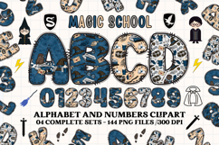 Wizard Magic School Alphabet Clipart, wizard letters doodle Product Image 1