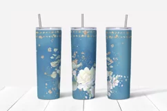 Watercolor Orchids sublimation design. Skinny Tumbler wrap Product Image 4