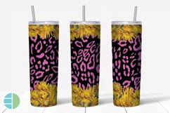 Skinny Tumbler Sublimation Design - Sunflower Leopard Print Product Image 3