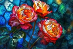 Stained Glass Roses Background Wallpaper Product Image 1