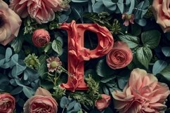 Letter P with Flowers Background Wallpaper Product Image 1
