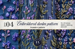 Embroidered Denim Digital Paper| Denim Pattern Product Image 1