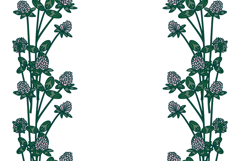 Botanical vertical floral border clover isolated on white bg Product Image 1