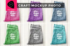 Colorful Jeans Back Pocket Craft JPG Mockup