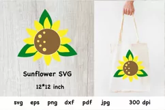 Sunflower SVG. Sunflower PNG. Sunflower with leaves Product Image 1