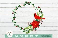 Cardinal wreath Christmas, holidays laurel SVG,DXF,PNG,EPS Product Image 1