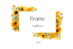 Watercolor sunflowers frame PNG Product Image 1