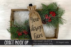 Christmas wine gift bag Craft Mockup | PSD & JPEG Product Image 1