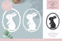Rabbit Wreath x 2 - Butterfly SVG Papercut Cutting File Product Image 1