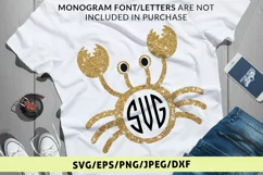 Cute Crab - Animal SVG EPS DXF PNG Monogram Cutting Files Product Image 1