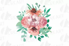 Coral and burgundy floral watercolor wedding bouquets decor Product Image 7