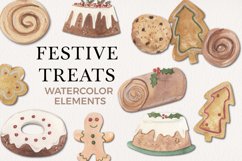 Festive Treats Clipart Christmas Watercolor Elements Food Product Image 1