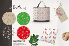 Christmas Birds Watercolor Seamless Patterns Digital Product Image 3