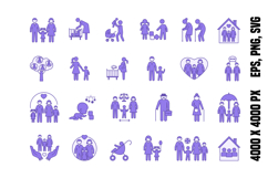 Colored Family Icon Set Product Image 1