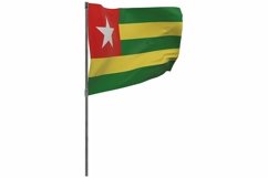 Togo flag on pole. Waving banner isolated. National flag Product Image 1