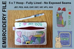 ITH Quilted Dog Zipper Bag - Lined, 5X7 HOOP Product Image 2