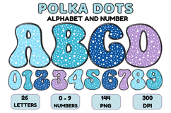 Polka Dots Alphabet Letters &amp; Numbers Clipart PNG 300DPI Product Image 1
