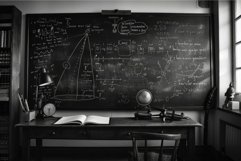 Detailed Blackboard scientific formulas lesson. Generate Ai Product Image 1