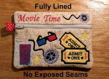 Movie Time Zipper Bag - Fully Lined, 5X7 HOOP Product Image 3