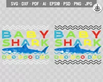 Retro Daddy Shark Print / Fathers Day T-Shirt, Family SVG Product Image 4