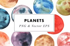 Watercolor Planets Clip Art Painting in PNG & Vector EPS Product Image 3
