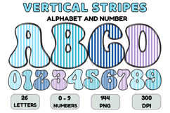 Stripes Alphabet Letters &amp; Numbers Clipart PNG 300DI Product Image 1