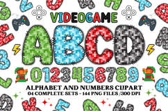 Video game Alphabet, video game letters doodle clipart Product Image 1